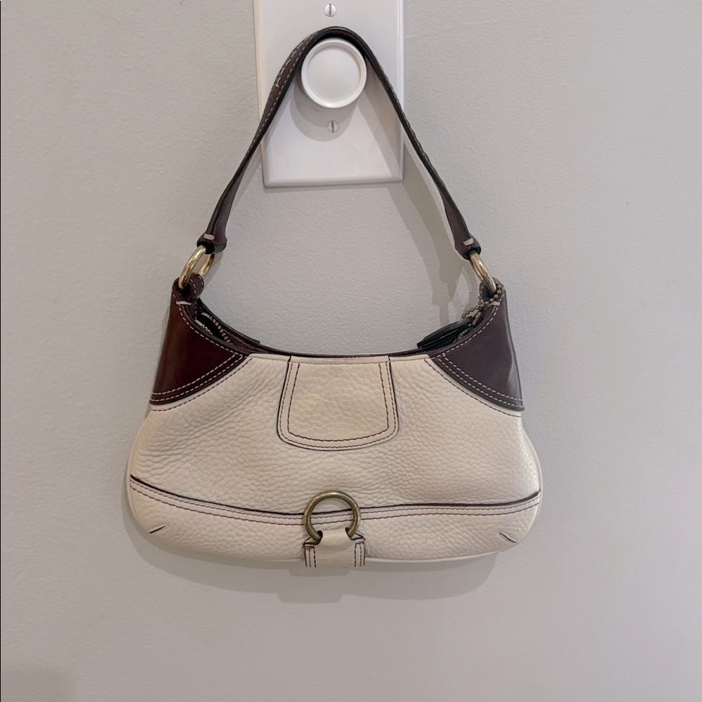 Coach Cream and Brown Shoulder Bag